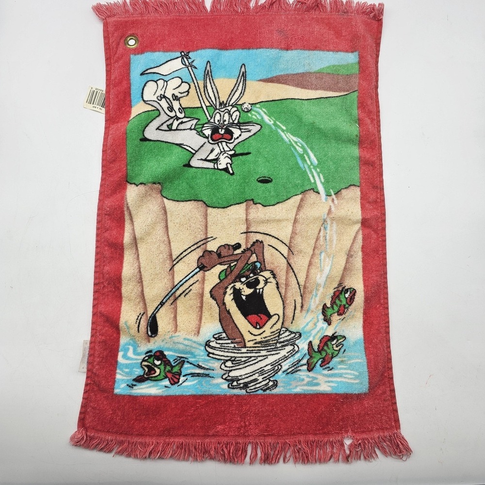 Vintage Hilasal Golf Bag Towel Bugs Bunny Taz Warner Bros Multicolor Cotton